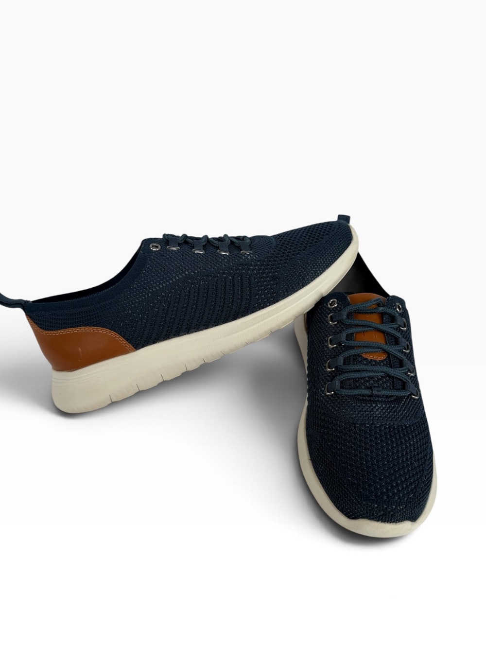 Johnston & Murphy Boys Size 6M Navy Knit Sneakers Brown Casual Shoes